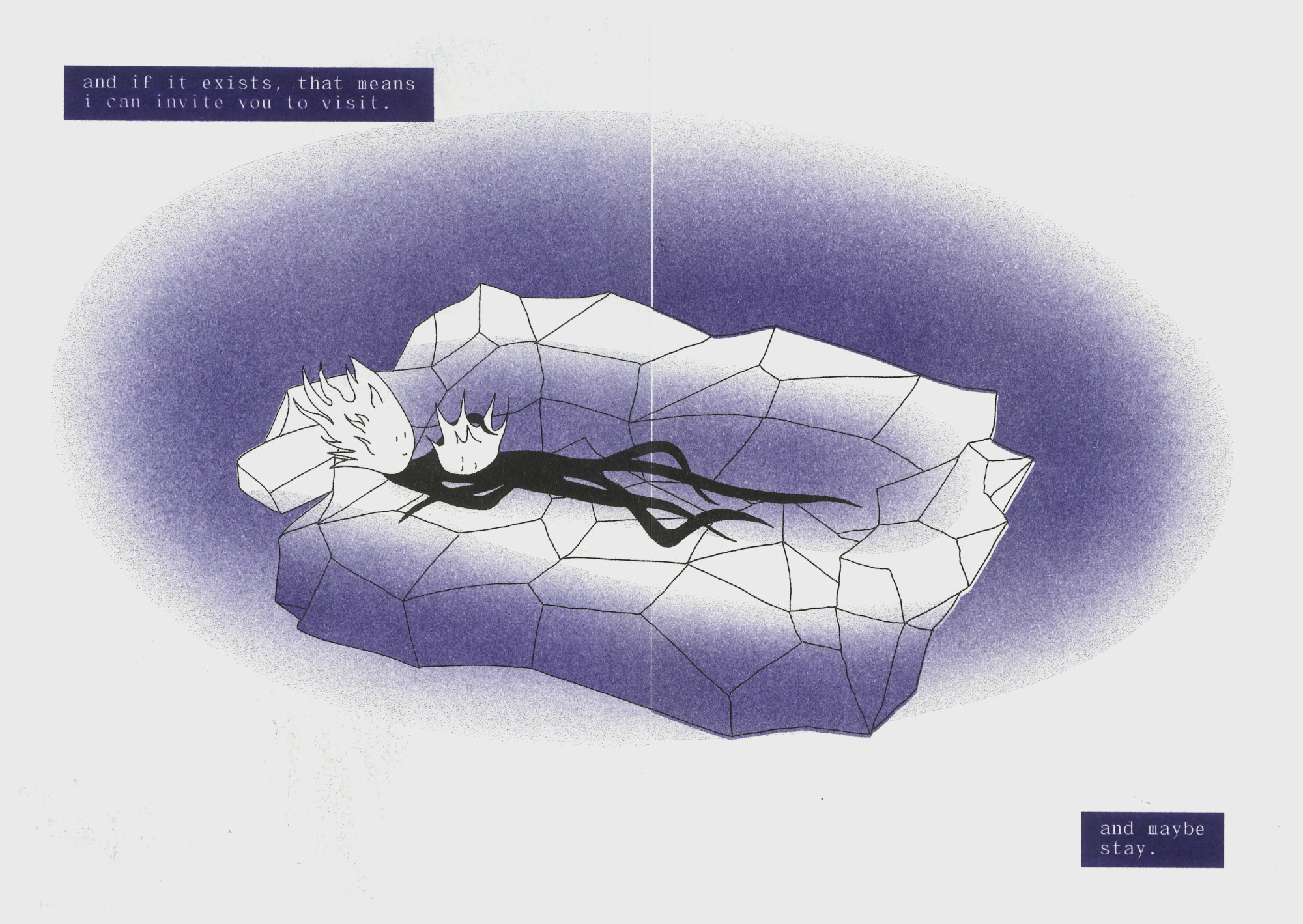 the main character is lying on the second character's chest on the sofa, with closed eyes, both are smiling. the narrator: 